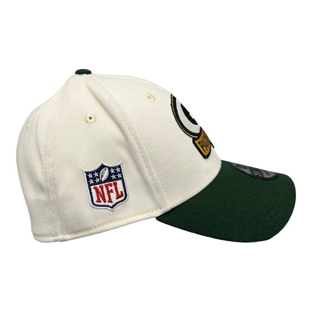 New Era 39THIRTY Green Bay Packers Hat Cream Green NFL Stretch Fit Cap Sz M/L - Picture 4 of 6
